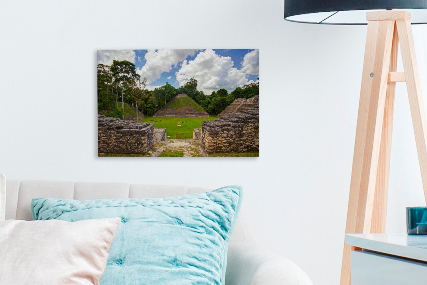 OneMillionCanvasses® Leinwandbild Quadrate (1 cm St), Aufhängefertig, 30x20 in nordamerikanischen Wandbild Leinwandbilder, im Caracol Wanddeko, Belize