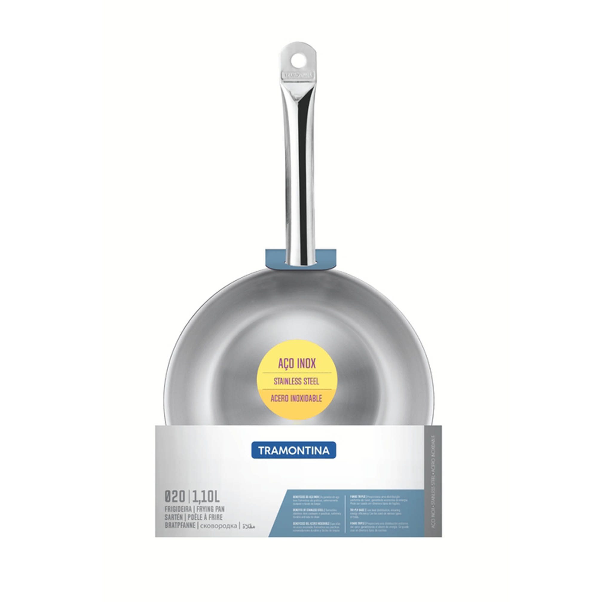 Tramontina Bratpfanne PROFESSIONAL - Edelstahl, Induktion, rostfrei, Edelstahl 18/10 (1-tlg), Pfanne, spülmaschinengeeignet, backofengeeignet