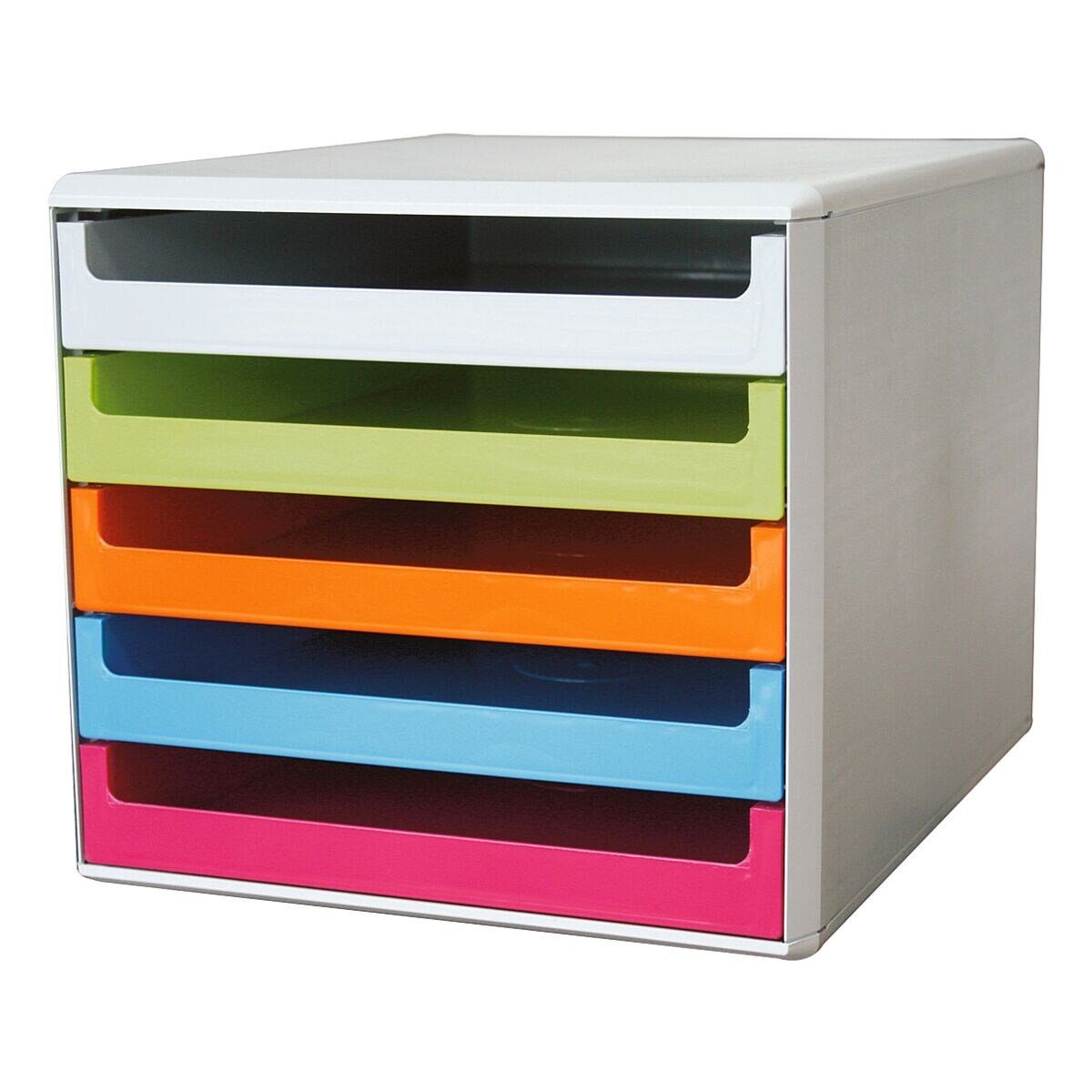 Metzger & Mendle Schubladenbox, mit lichtgrauer Hülle, 5 Schubladen, halboffen, stapelbar