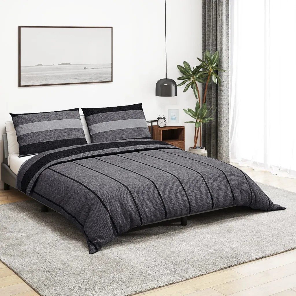 vidaXL Bettbezug vidaXL Bettwäsche-Set Dunkelgrau 135x200 cm Baumwolle