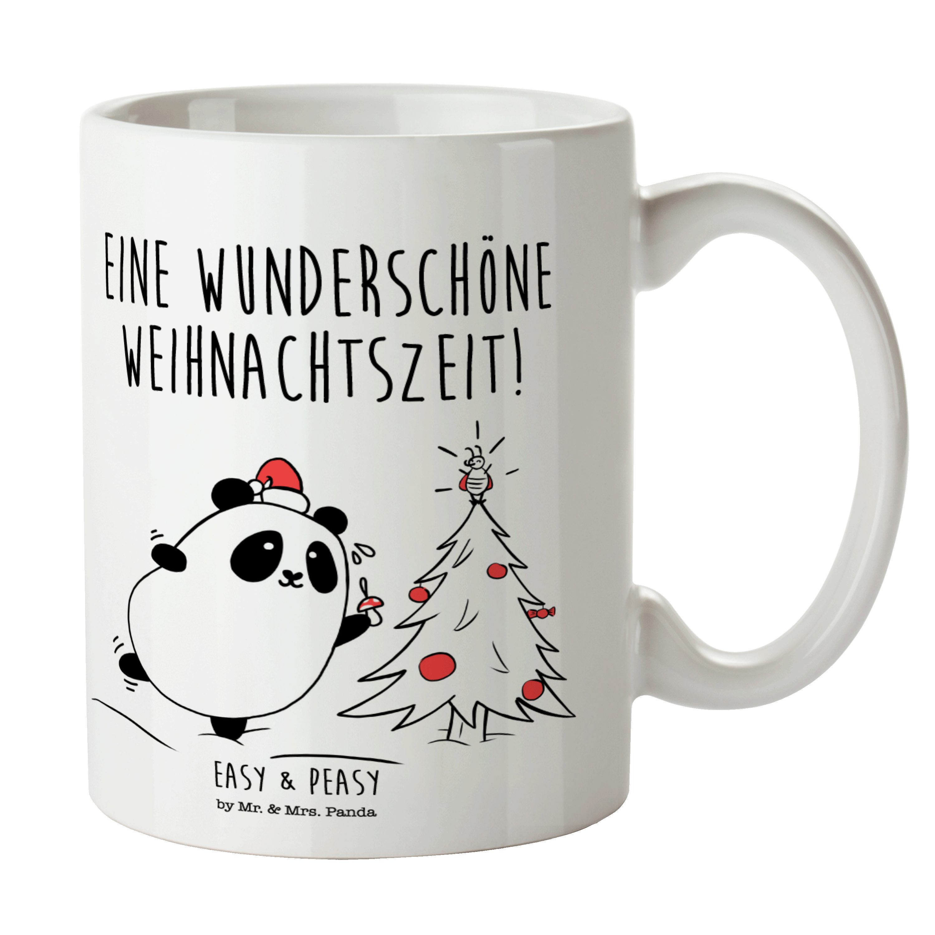 Mr. & Mrs. Panda Tasse Easy & Peasy Weihnachtszeit - Weiß - Geschenk, Tasse Sprüche, Büro Ta, Keramik