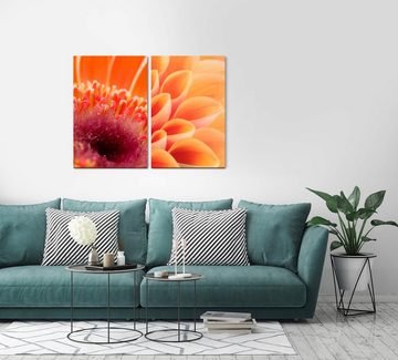 Sinus Art Leinwandbild 2 Bilder je 60x90cm Dahlie Blüten Orange Wärme Sanft Zart Makro
