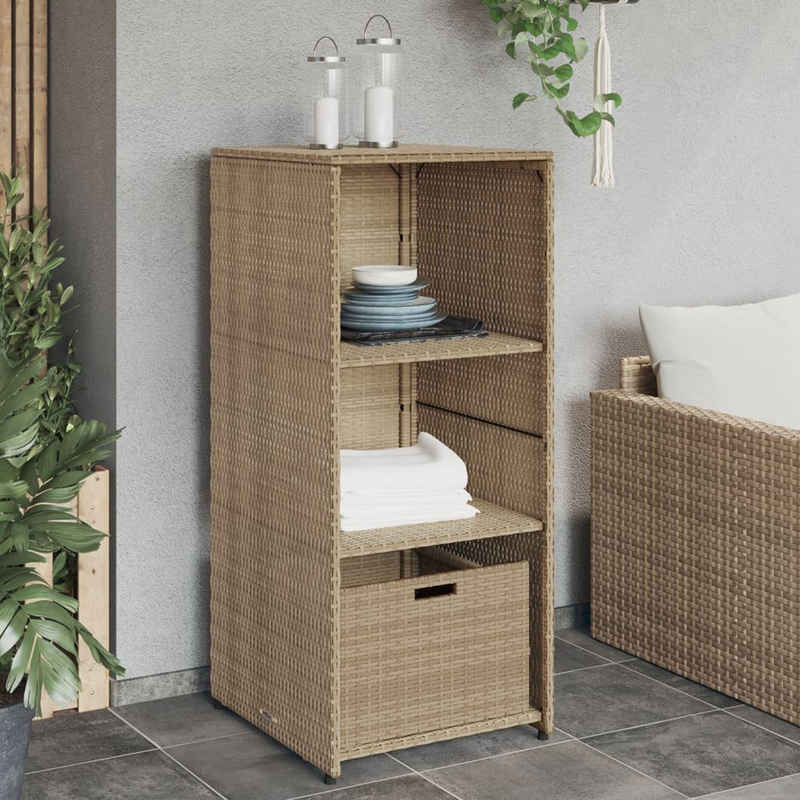 vidaXL Gartenbox Gartenschrank Beige 50x55x115 cm Poly Rattan