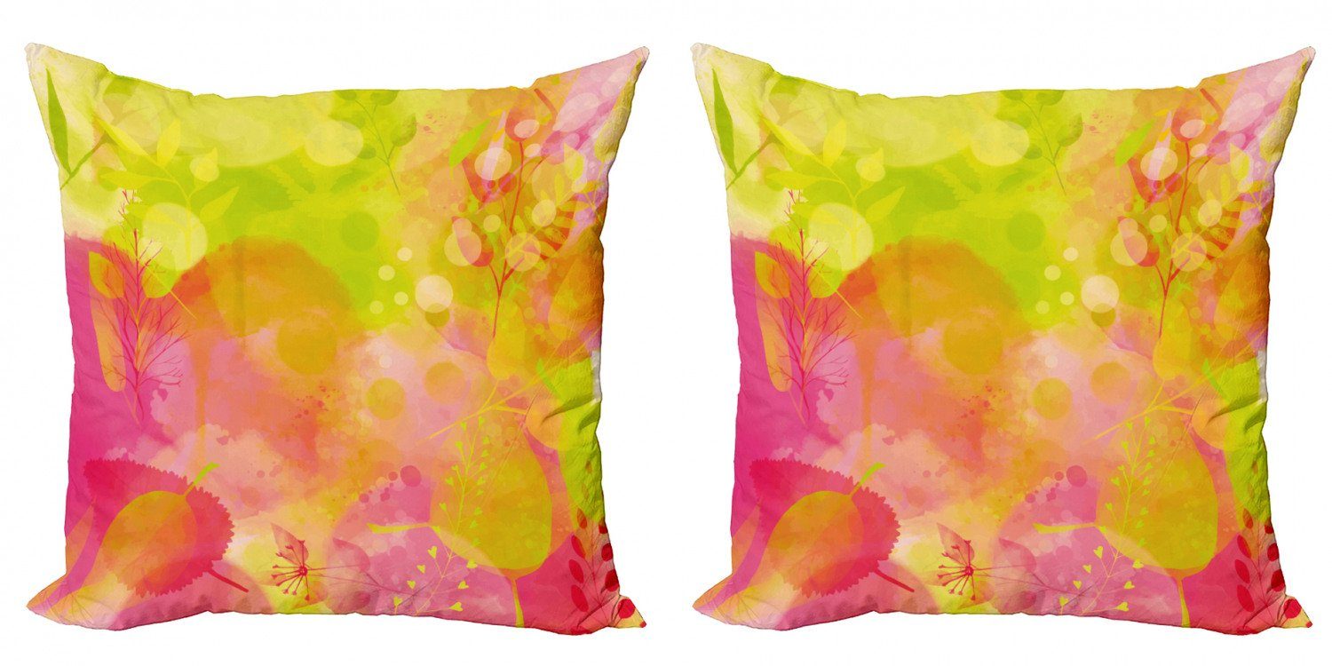 Accent Pastell Aquarellen Doppelseitiger Abakuhaus Frühlings-Yard Kissenbezüge Digitaldruck, Modern (2 Stück),