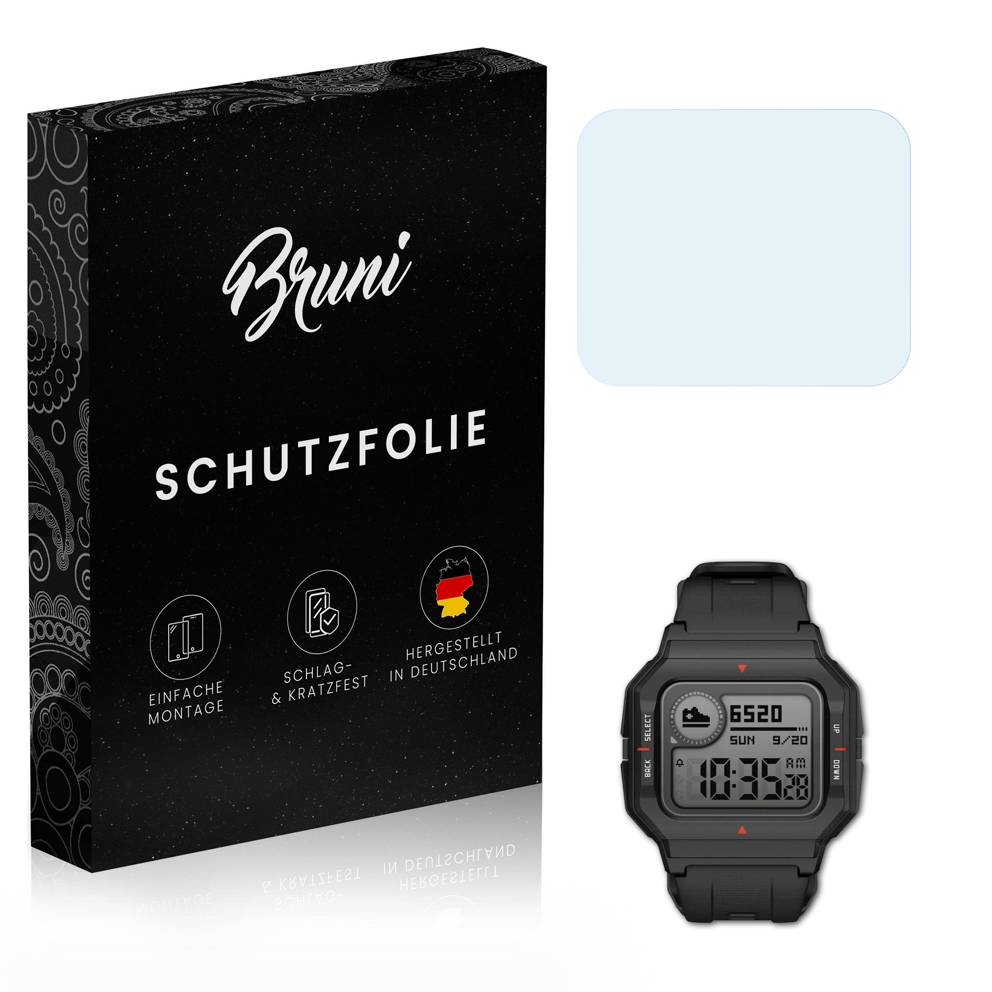 Bruni Schutzfolie Glasklare Displayschutzfolie für Amazfit Neo, (2 Folien), praktisch unsichtbar
