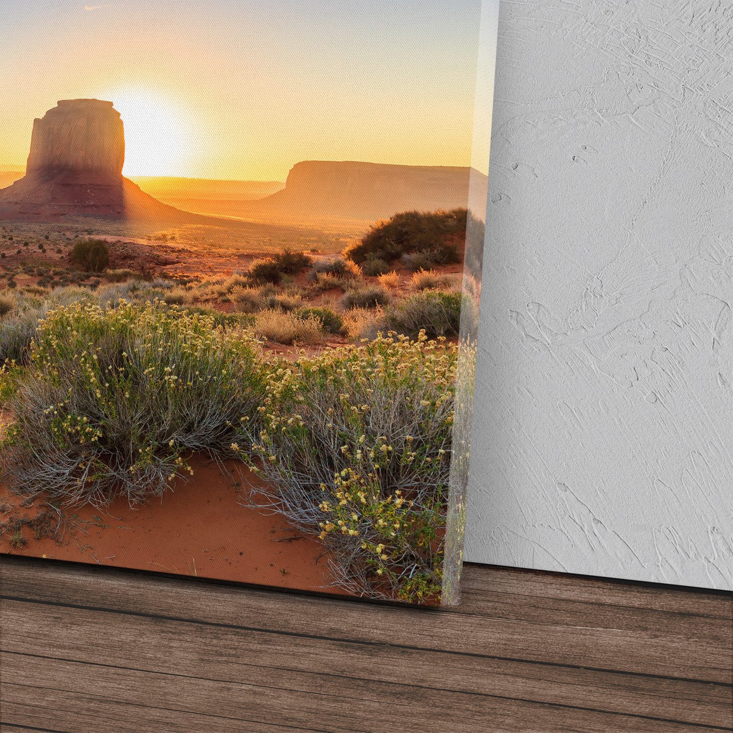 Sinus Art Leinwandbild 120x80cm Wandbild auf Leinwand Arizona USA Sonnenuntergang Berge Lands, (1 St)