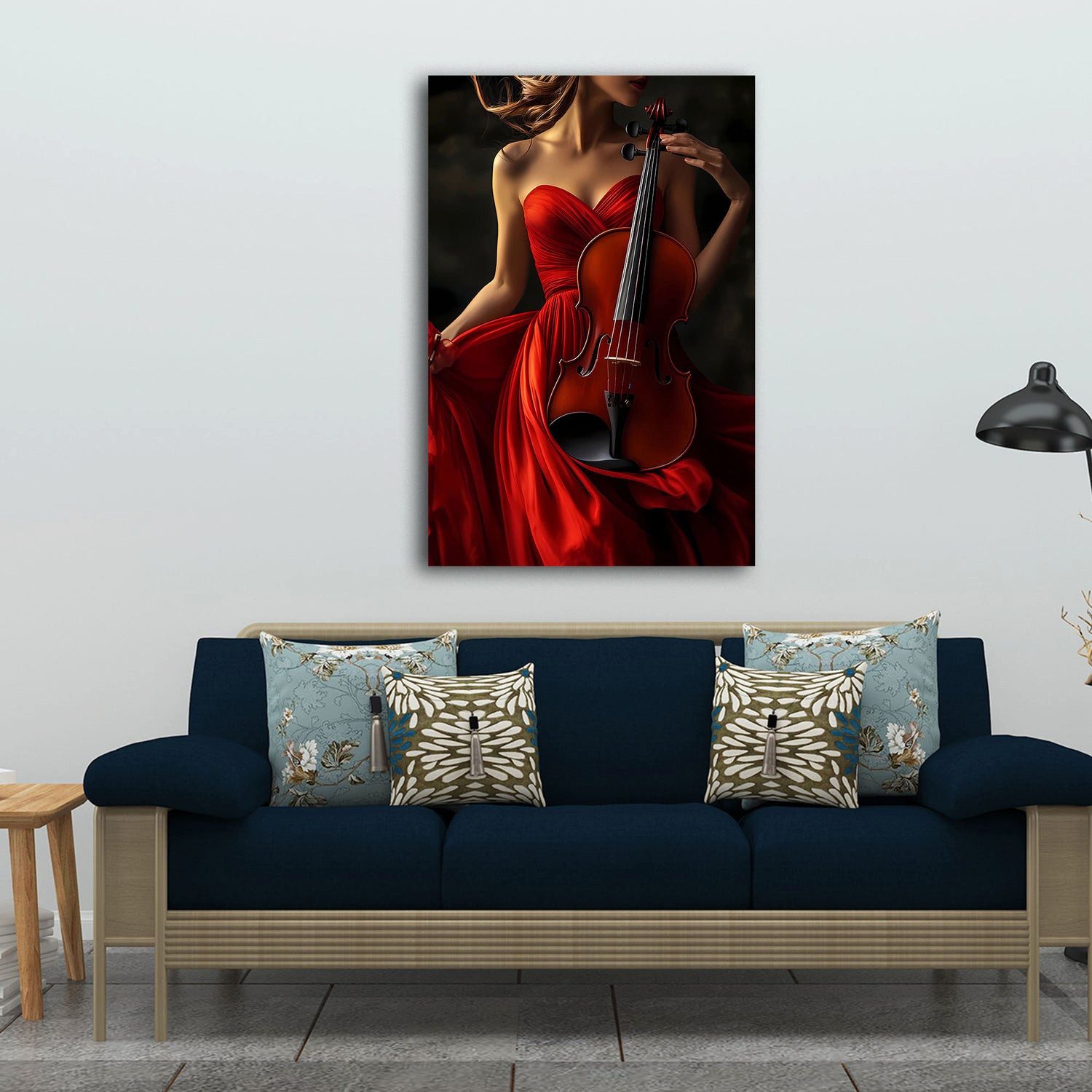 Artedinoi Leinwandbild Musik Frau im roten Kleid mit Violine Wandbild Leinwandbild Kunstdruck, Frau in Rot mit Violine