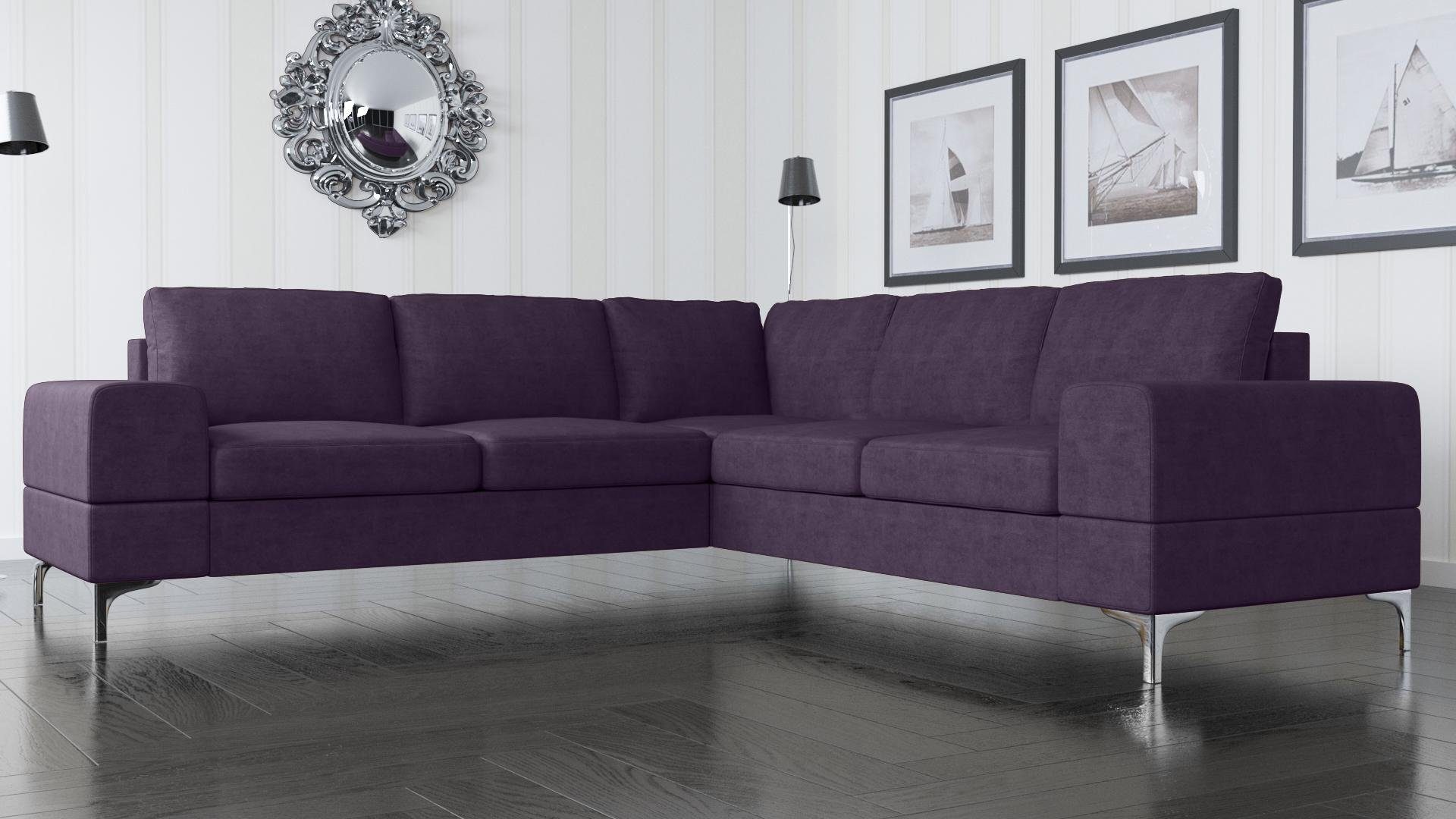 Wohnzimmer Modern Design Türkis Textil Ecksofa Lila JVmoebel L-Form Möbel Couch Ecksofa,