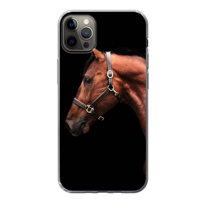 MuchoWow Handyhülle Pferd - Leicht - Halfter Handyhülle Apple iPhone 13 Pro Max Smartphone-Bumper Print Handy