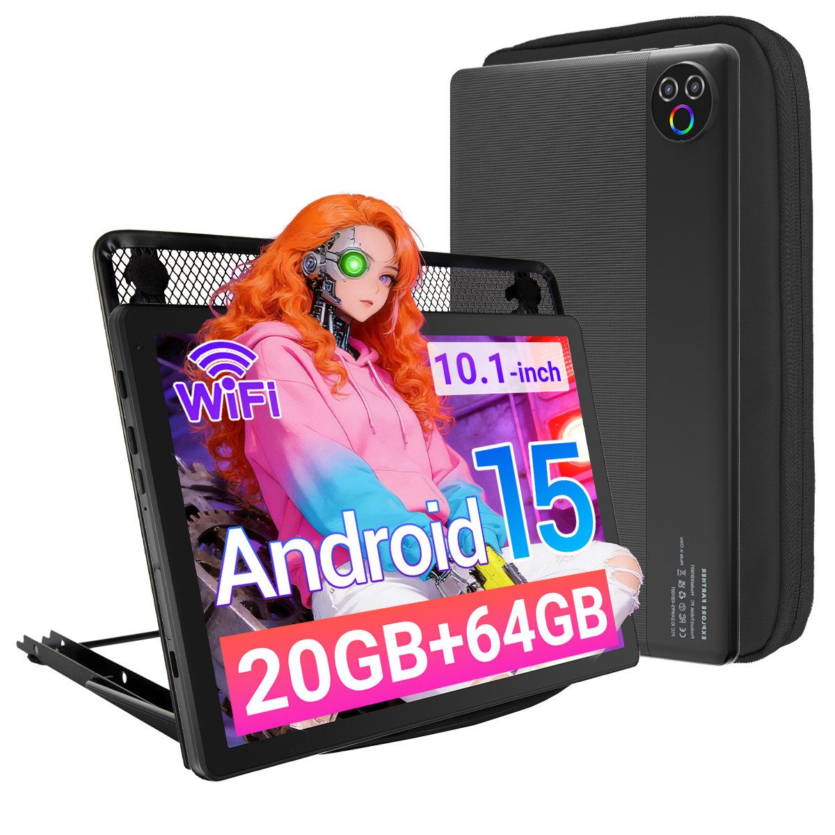 BUFO 10 Zoll 64 GB ROM 1 TB Erweiterbar WiFi 6 Android 15/16 Tablet (10", 64 GB, Android 16, Dual-band (5GHz/2.4GHz) Wi-Fi, 5-Kern-Prozessor, 1280x800 HD IPS, Dual-Kamera)