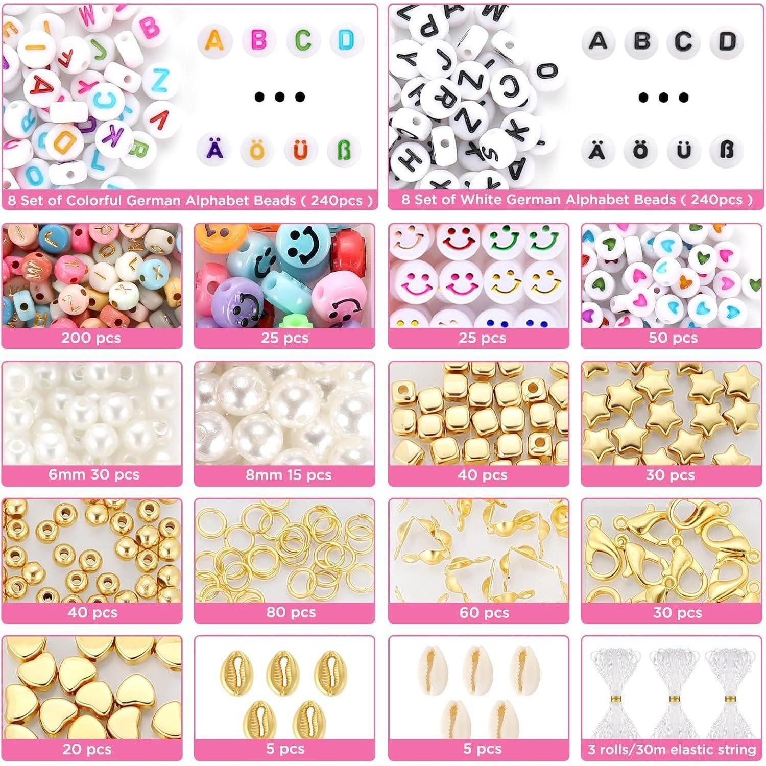 LuxusKollektion Bastelperlen Perlen Set 120 Farben 2mm Buchstabenperlen Charms Weihnachten Mädchen