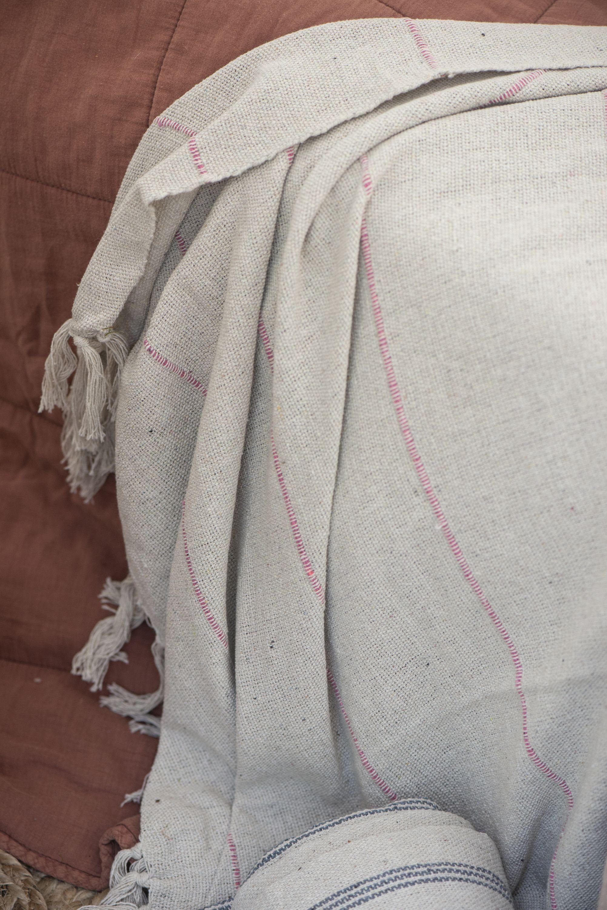 Wohndecke Ib Laursen - Decke Plaid Kuscheldecke Wohndecke 130x160cm Creme Pink, Ib Laursen