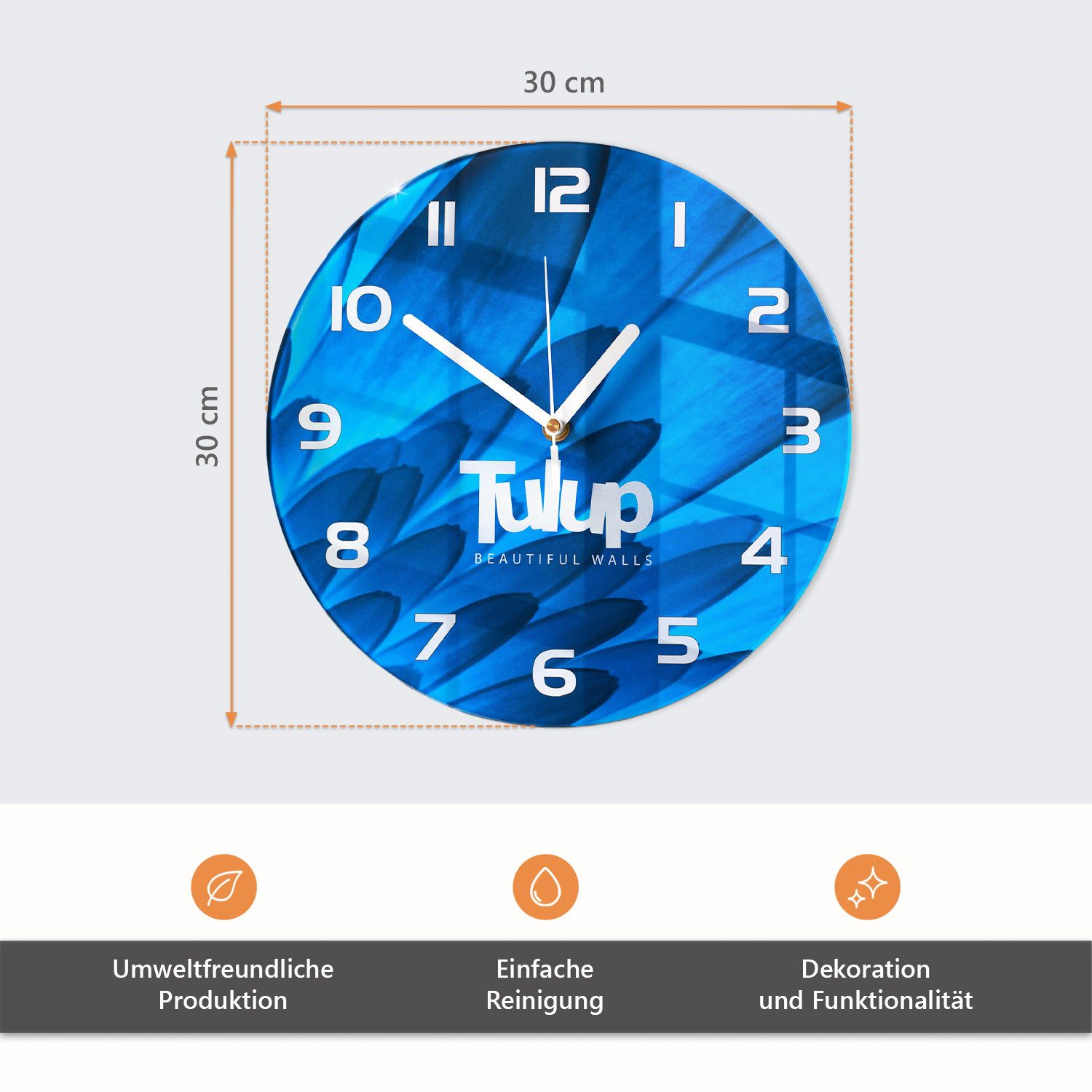 Tulup Wanduhr Wanduhr Dekorative Glasuhr für modernes Zuhause aus Hartglas (Kaffeebohnen, Braun)