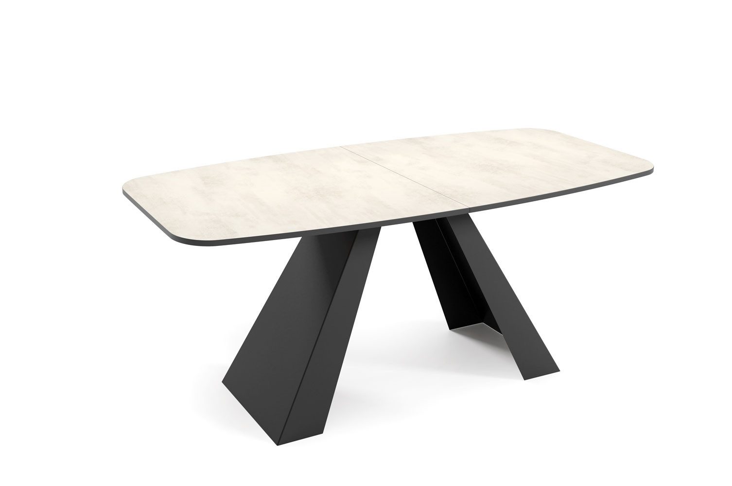 Feldmann-Wohnen Esstisch Myron (Tischplatte ausziehbar, 1-St., moderne Optik, Tischplatte ausziehbar), 160 / 200cm ausziehbar Chromix weiß / schwarz