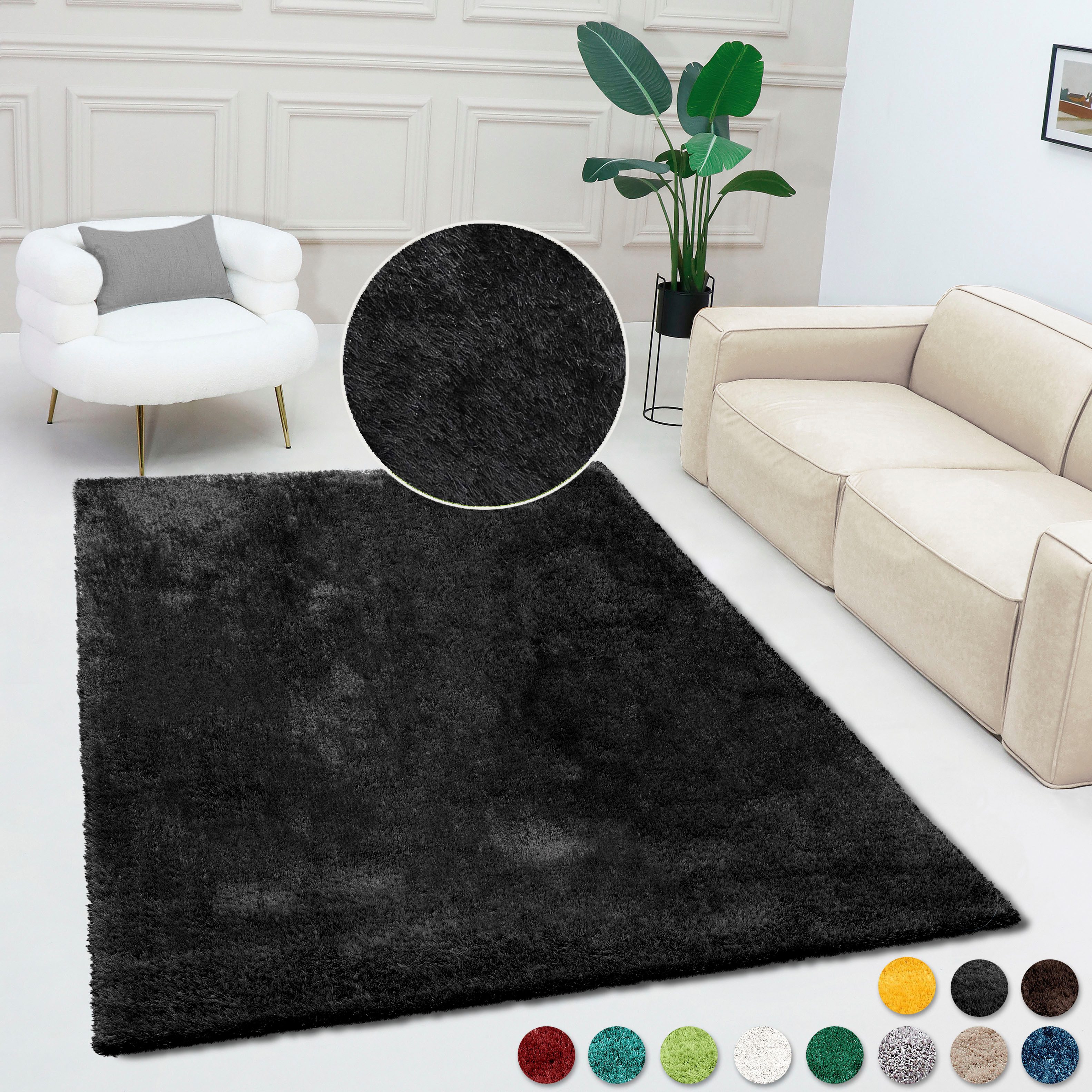 Bruno Banani Teppich Dana Teppich, besonders weich und kuschelig, Kundenliebling, rechteckig, Höhe: 30 mm, uni, Mikrofaser Teppiche, Wohnzimmer, Schlafzimmer, Esszimmer