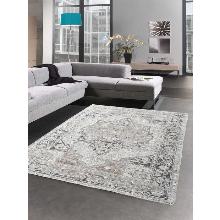Teppich Orientalischer Teppich mit klassisch orientalischen Verzierungen & Ornamenten in grau creme Carpetia rechteckig Höhe: 8 mm
