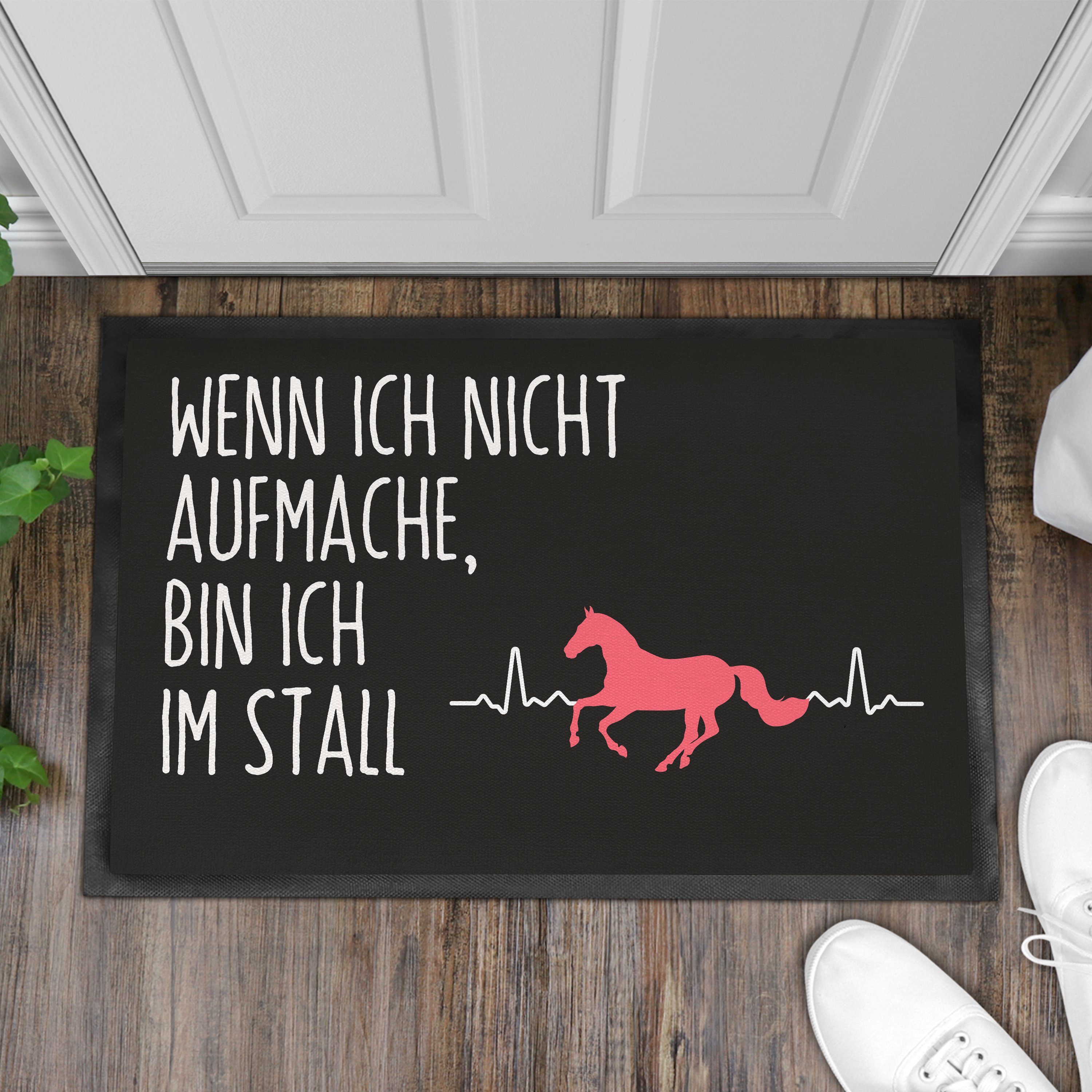 Trendation Fußmatte Wenn Ich Nicht Aufmache Bin Ich Im Stall Fußmatte Reiterin Geschenk Pf – Bild 2 von 5