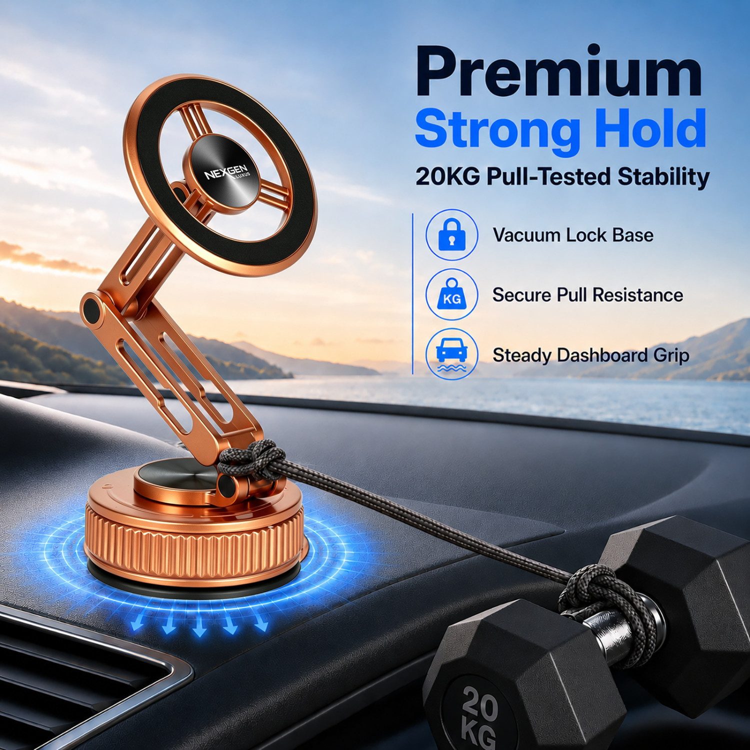 NEXGEN LUXUS HANDY-ZUBEHÖR Handy-Halterung Magnetische Smartphone-Halterung Handy-Halterung MagSafe Autohalterung, (Deutsche Marke, Stark Magnetkraft, 360° dreh – Bild 2 von 5