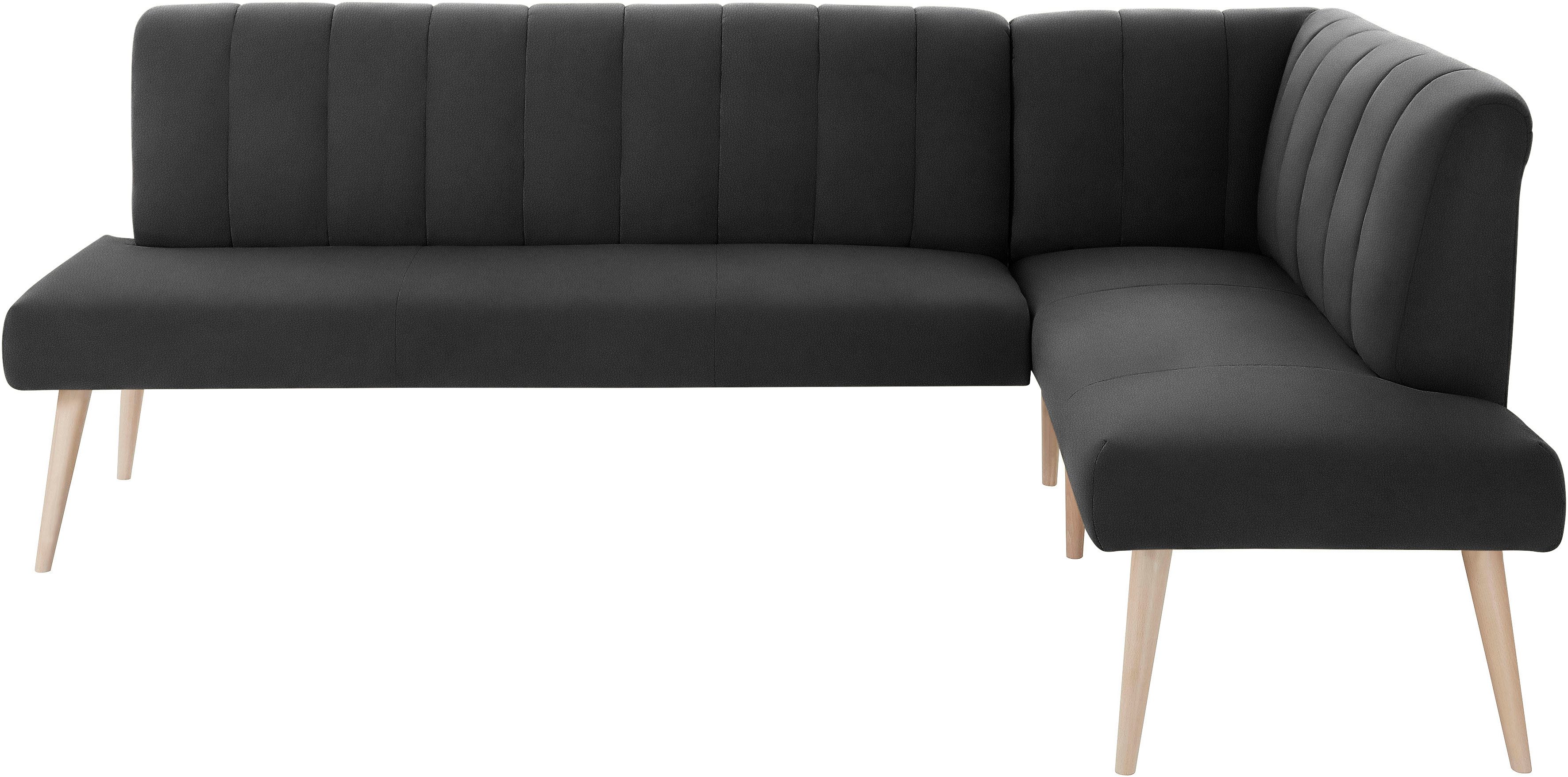exxpo - sofa fashion Eckbank Costa, moderne Rückensteppung, bequem und elegant, hoher Holzfuß, hochwertig verarbeitet, Frei im Raum stellbar