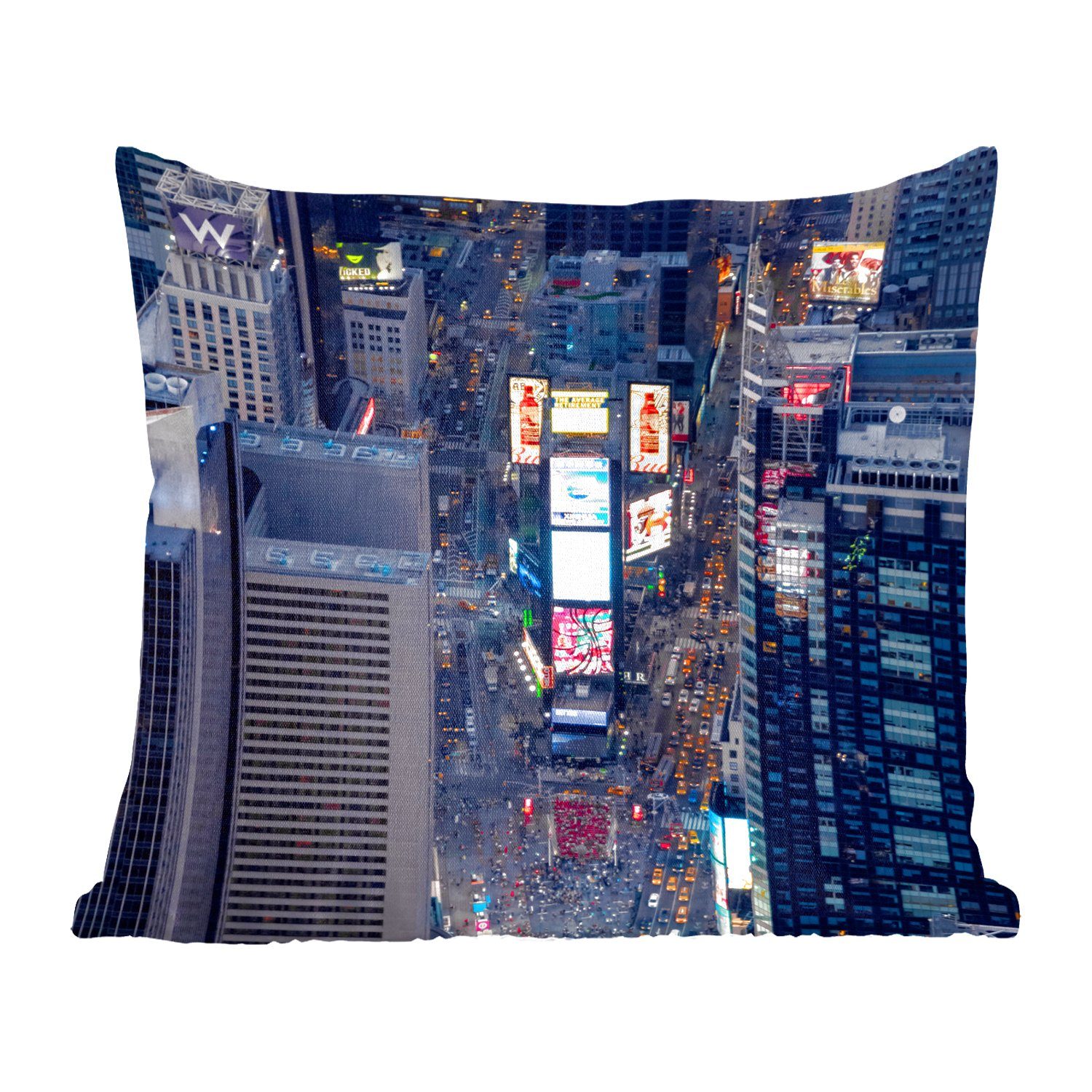 MuchoWow Dekokissen Times Square Luftbildaufnahme, Zierkissen mit Füllung für Wohzimmer, Schlafzimmer, Deko, Sofakissen