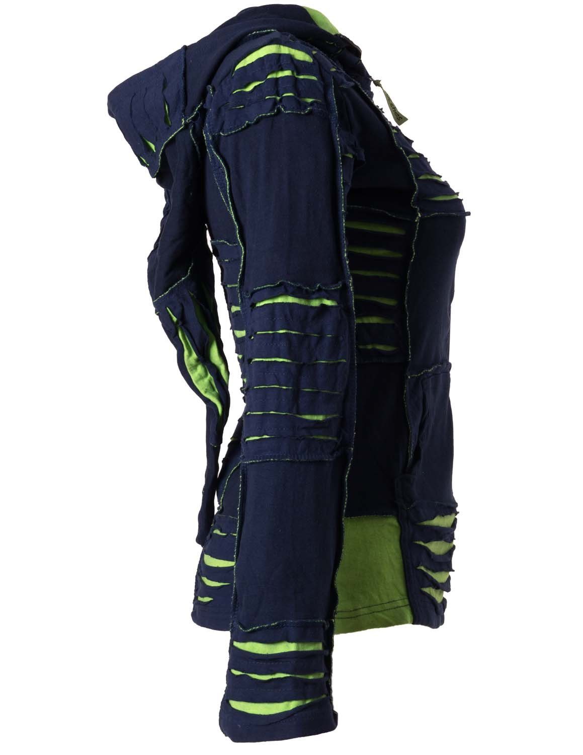 Vishes Kurzjacke Patchwork Jacke mit Cutwork und Zipfelkapuze Boho, Hippie, günstig online kaufen