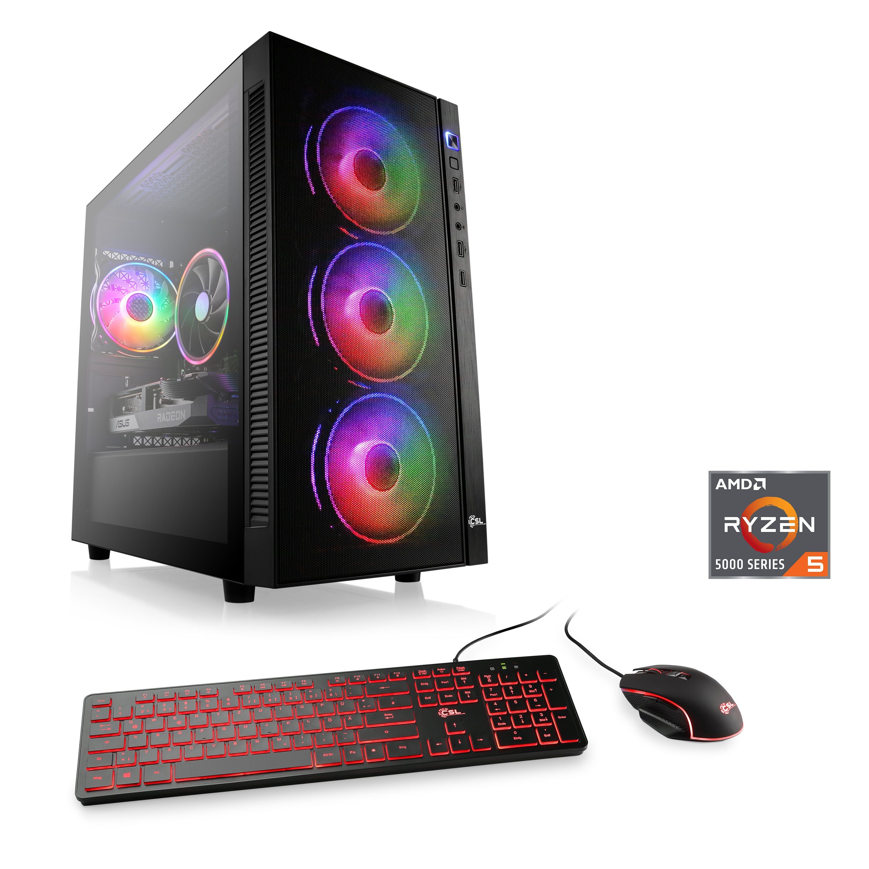 CSL Sprint V28624 Gaming-PC (AMD Ryzen 5 Ryzen 5, AMD Radeon RX 6600, 16 GB RAM, 1000 GB SSD, Luftkühlung)