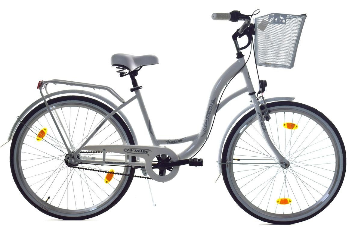 T&Y Trade Cityrad 28 Zoll Weiß, 3 Damen Gang, Nexus Gepäckträger, Shimano, Mädchen City Seitenständer, Korb Fahrrad Nabenschaltung, Bike 3 Licht, Reflex 3 Rücktritt, GANG Gang Rad NEXUS