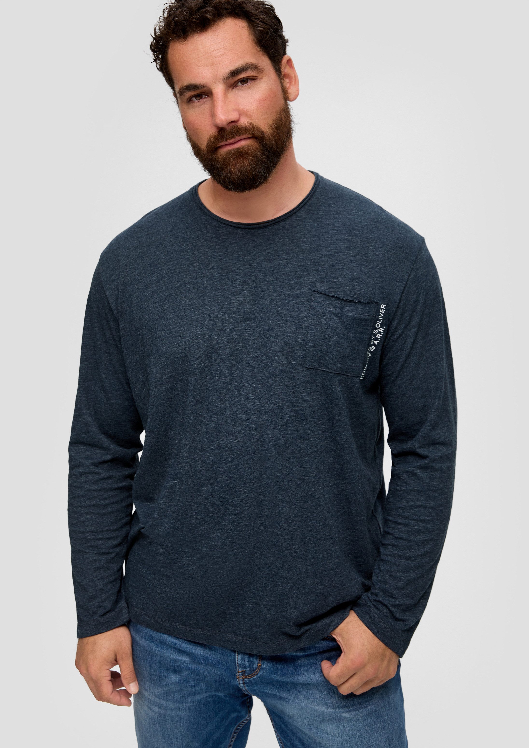 s.Oliver Langarmshirt T-Shirt Longsleeve mit aufgesetzter Brusttasche