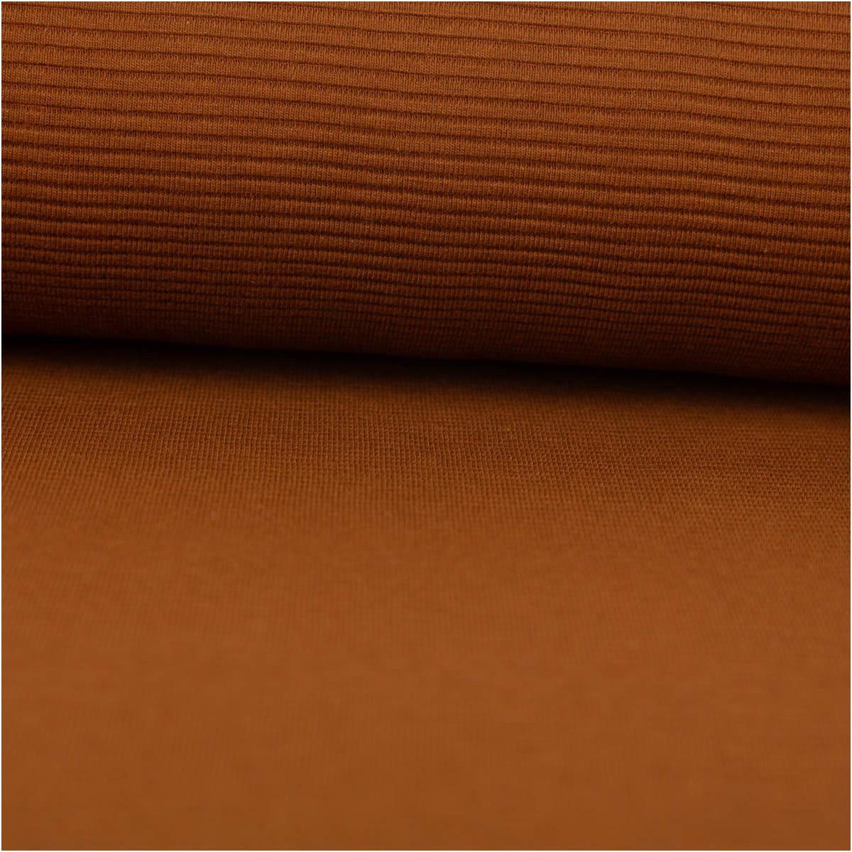 SCHÖNER LEBEN. Stoff Jersey Stoff Rippjersey Ottoman uni braun 1,50m Breite, allergikergeeignet