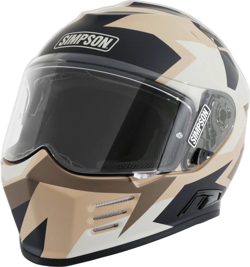 Simpson Motorradhelm Venom Panzer 06 Helm, integriertes Sonnenvisier,vorbereitet für Kommunikationssystem