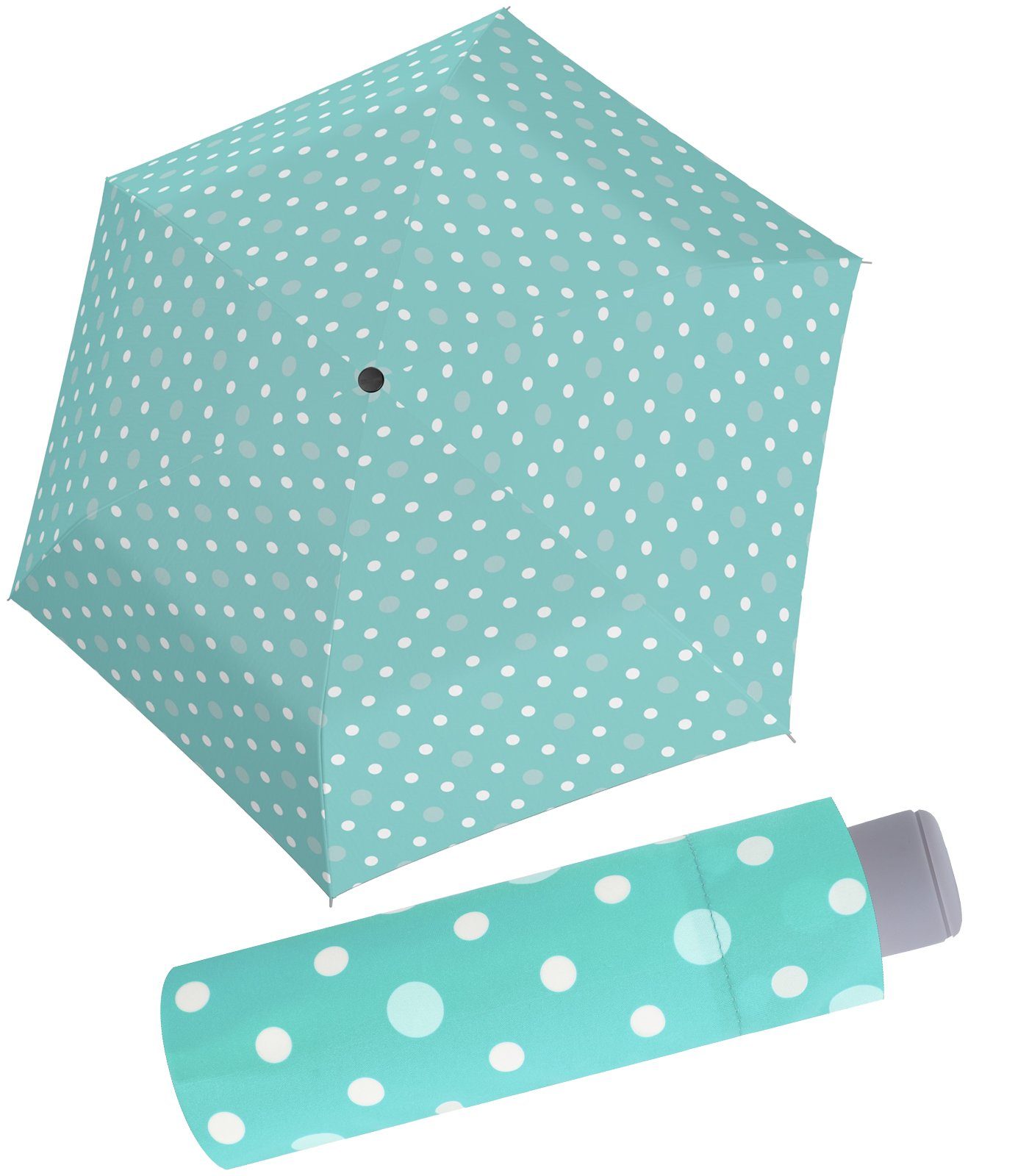 doppler® Stockregenschirm Mini-Taschenschirm mit Handöffner für Kids, klein, leicht, gepunktet, in fröhlichen Farben