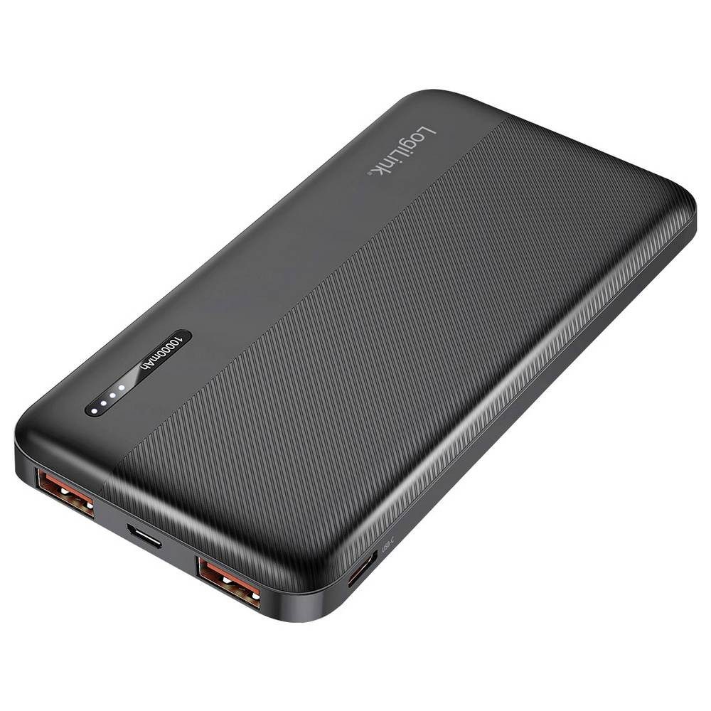 LogiLink PA0372 Powerbank 10000 mAh Fast Charge Li-Ion Schwarz Statusanzeige Powerbank