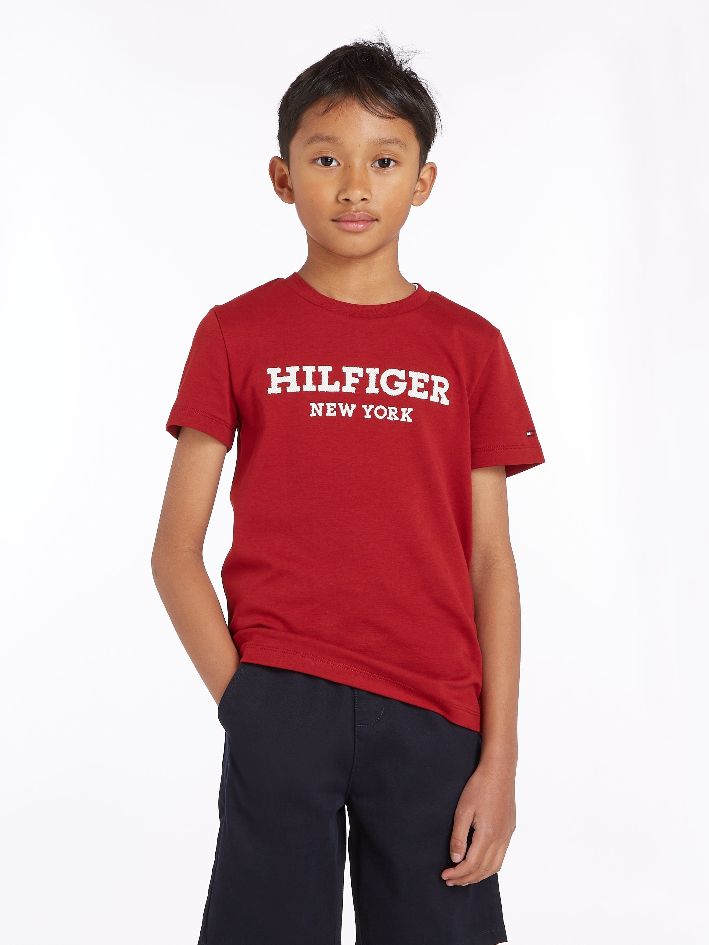 Tommy Hilfiger T-Shirt HILFIGER LOGO TEE S/S mit Hilfiger Statement Print Rouge | T-Shirts