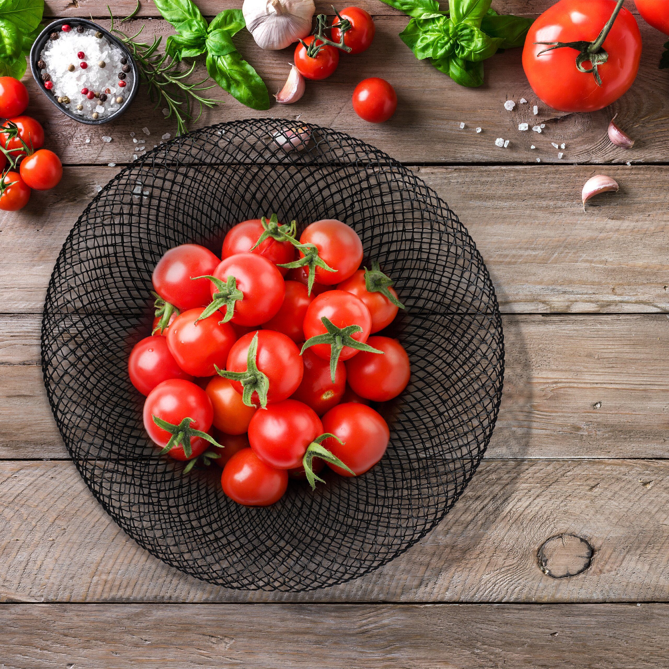 relaxdays Obstschale Doppelwandige Obstschale aus Metall, Eisen