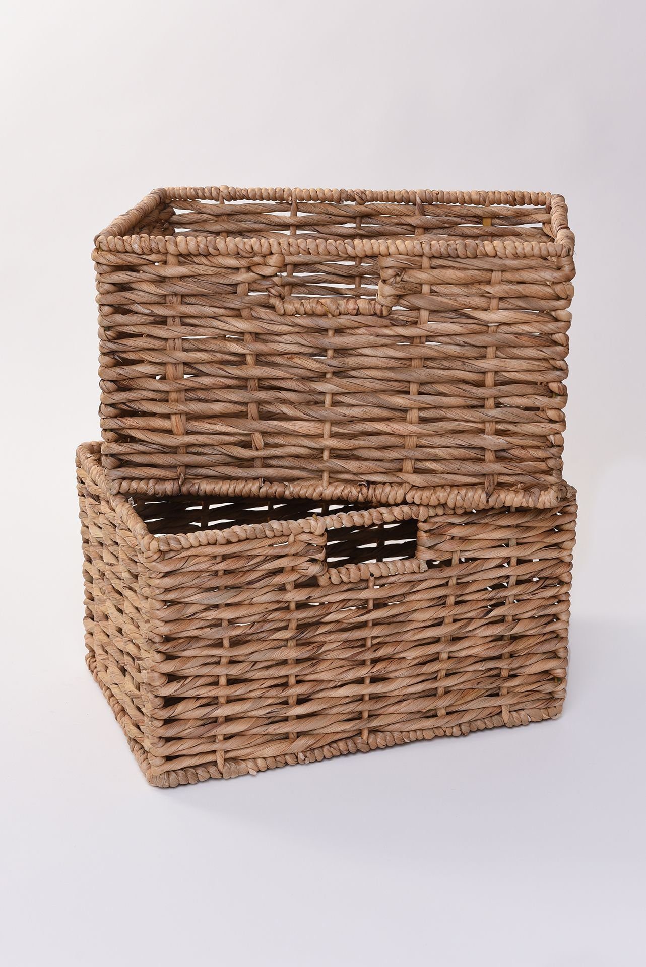 VIVANNO Regalkorb Wasserhyazinthe KIRA 2er Set Rechteckig - Natur Geflochte günstig online kaufen