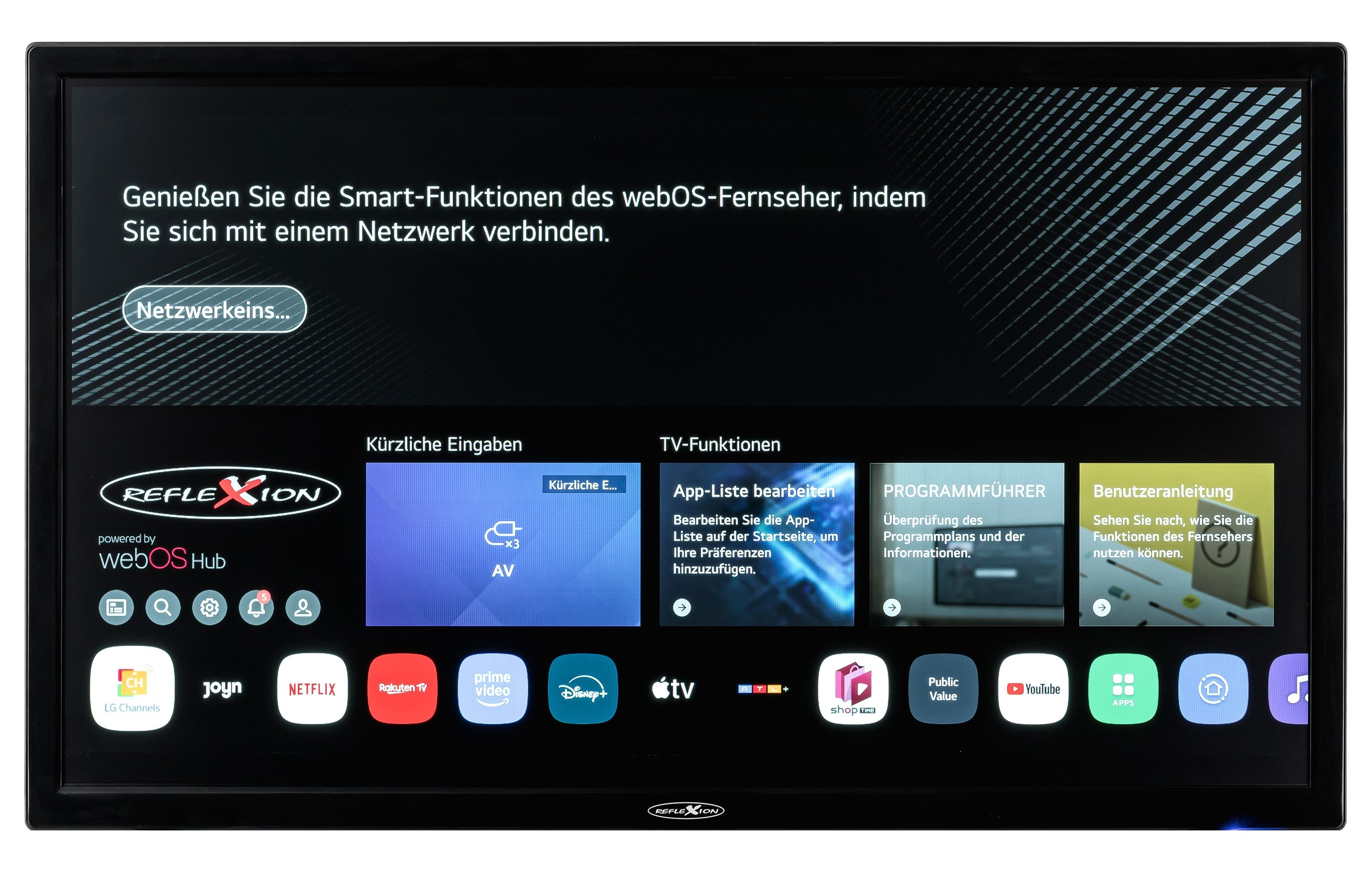Reflexion LDD27iBT LED-Fernseher (69 cm/27 Zoll, Full HD, Smart-TV, powered by WebOS Hub (LG), DC IN 12 Volt, Netzteil 230 Volt, integrierter DVD-Player)