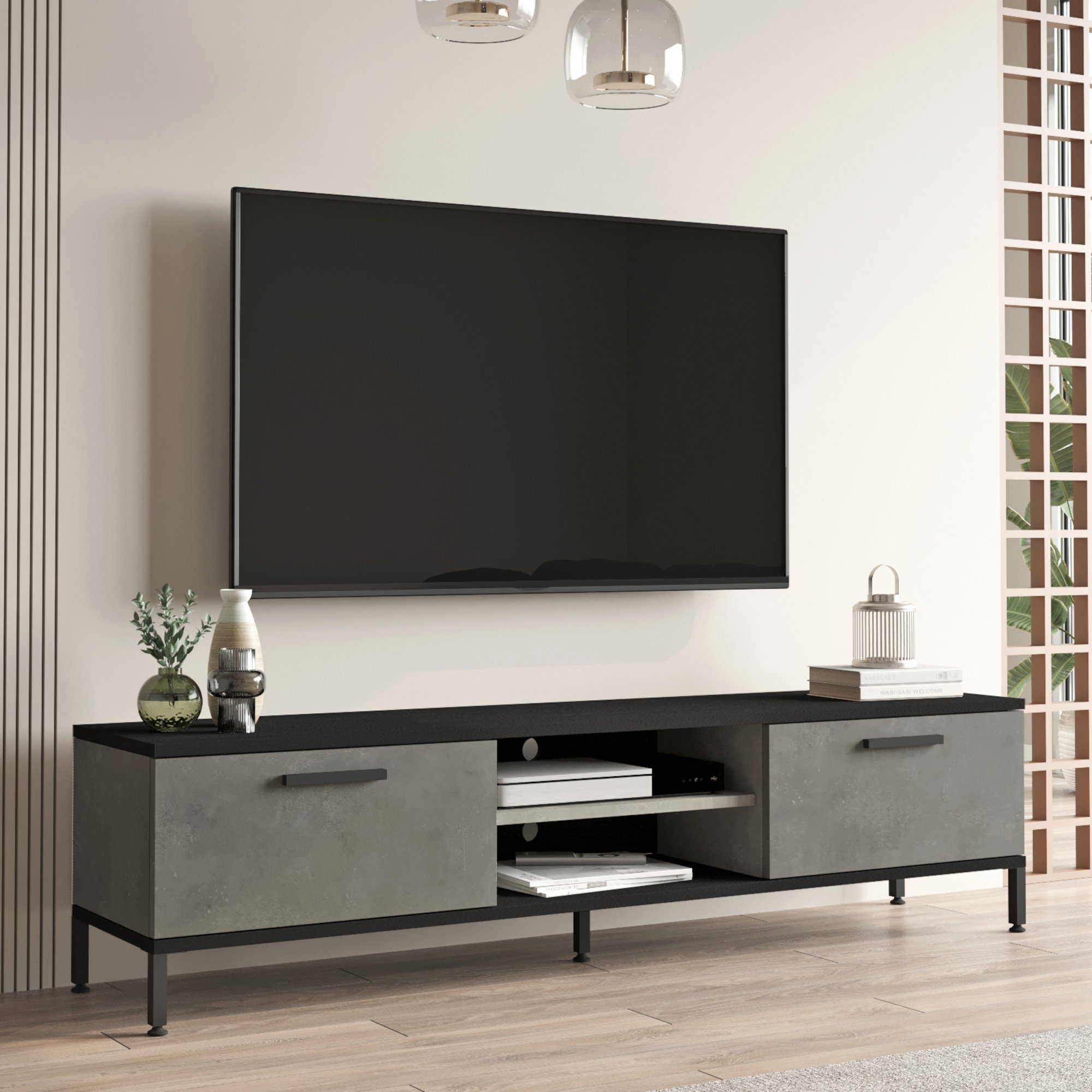 en.casa TV-Schrank »Lempäälä« mit 2 Schranktüren günstig online kaufen