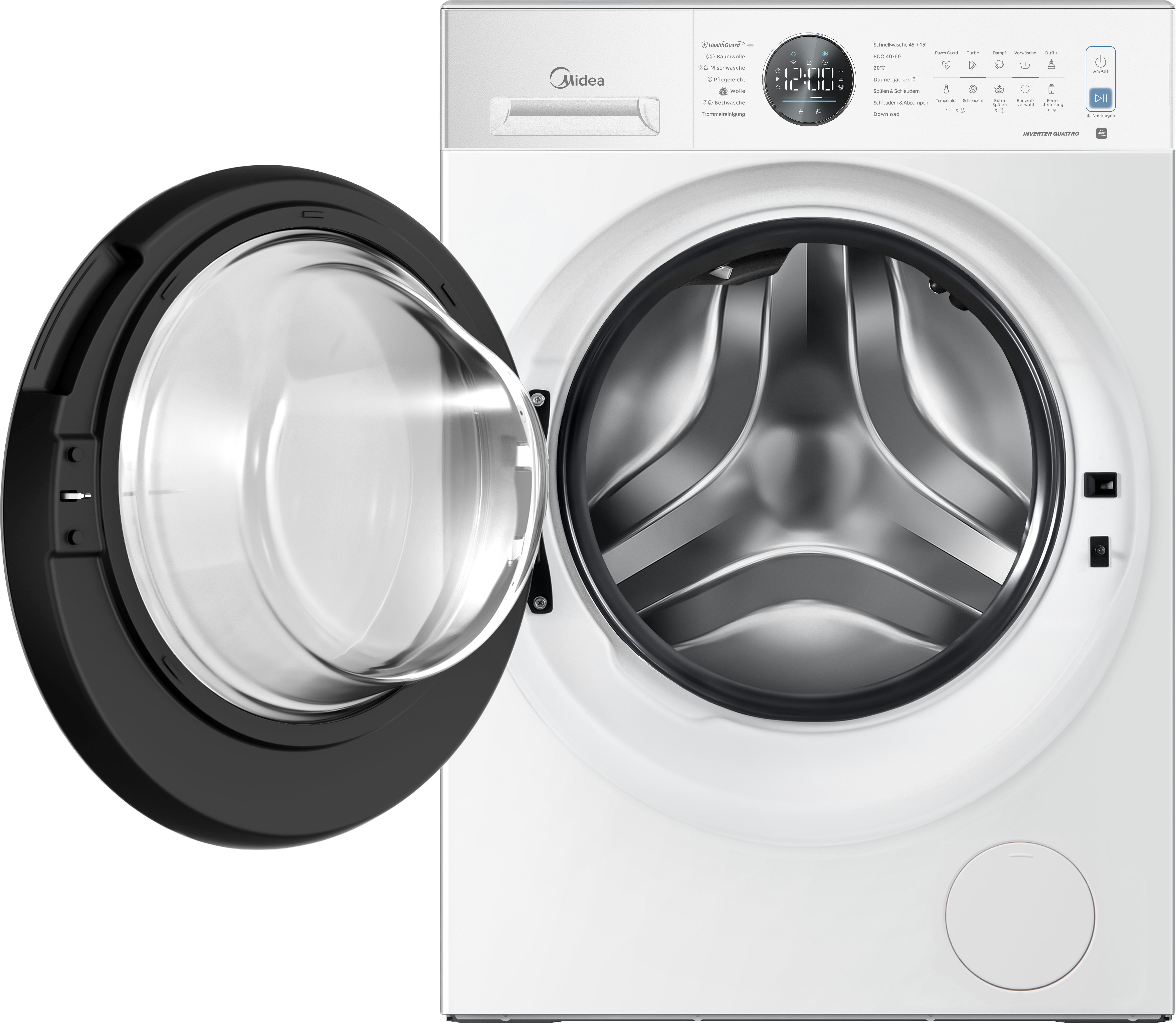 Midea Waschmaschine MF205 MF25EW100WBA30, 10 kg, 1350 U/min