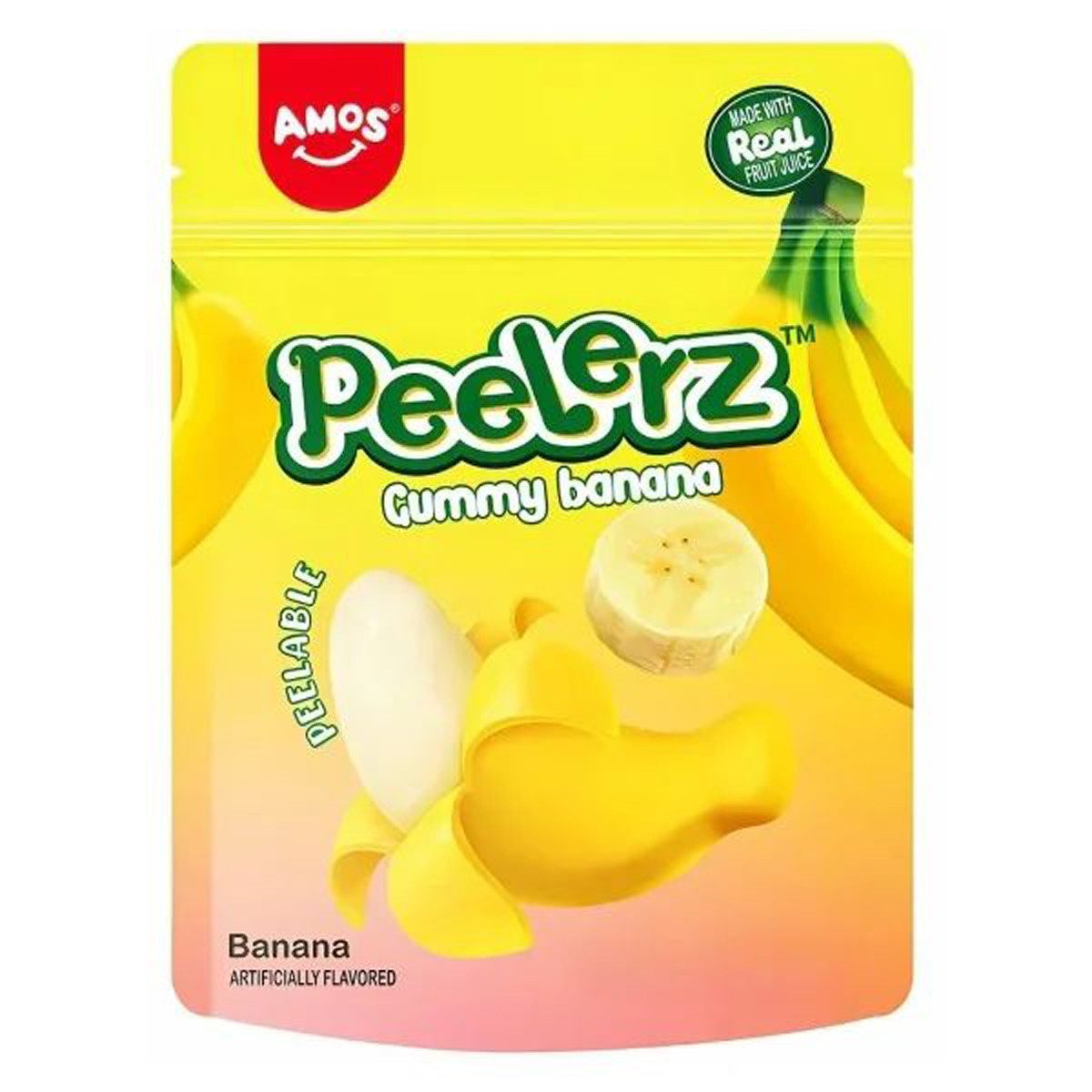 AMOS Süßigkeit, Amos Peelerz Banana Gummy tropisches Mini Fruchtgummi 65g 3er Pack