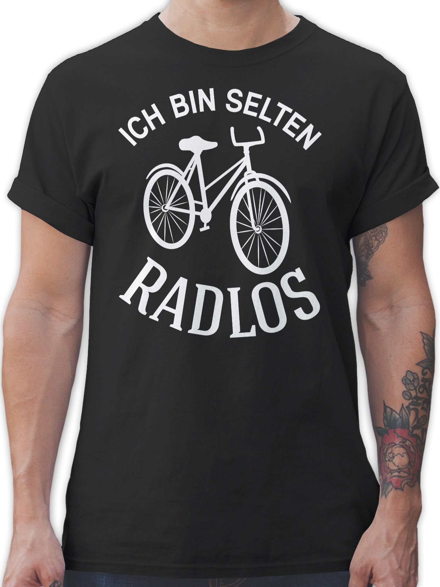 Shirtracer T-Shirt Ich bin selten Radlos Sprüche Statement 02 Schwarz