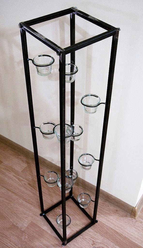 DanDiBo Teelichthalter Lichtsäule Teelichthalter 100 cm Teelicht Ständer für 12 Teelichter, Kerzenhalter pulverbeschichtet