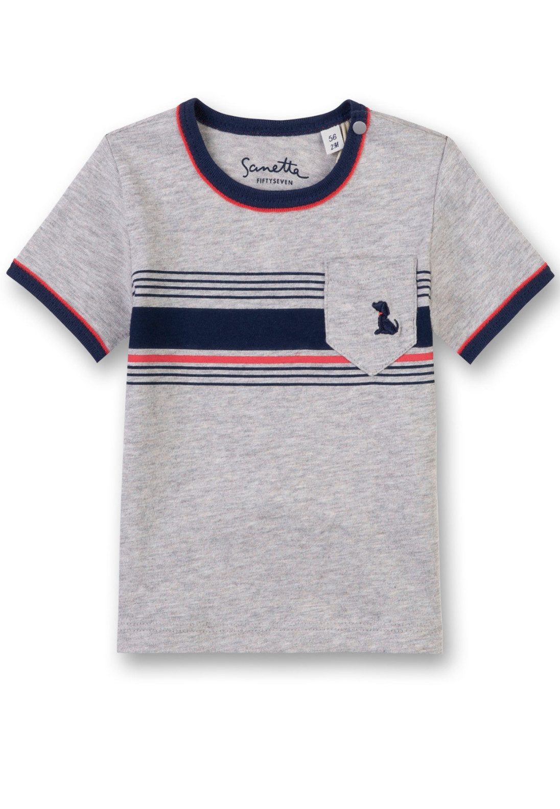 Sanetta T-Shirt Baby T-Shirt Jungen Baumwolle kurzarm Streifen Brusttasche