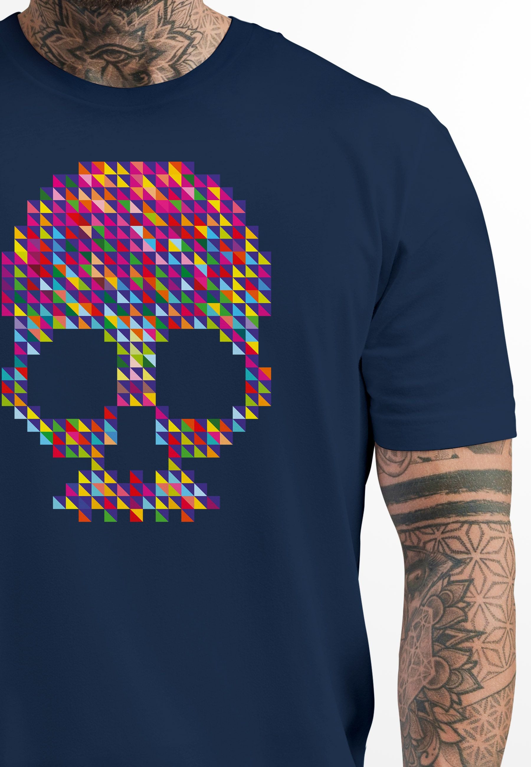 Neverless Print-Shirt Herren T-Shirt Totenkopf Skull Design Printshirt Minimalistic Art mit Print