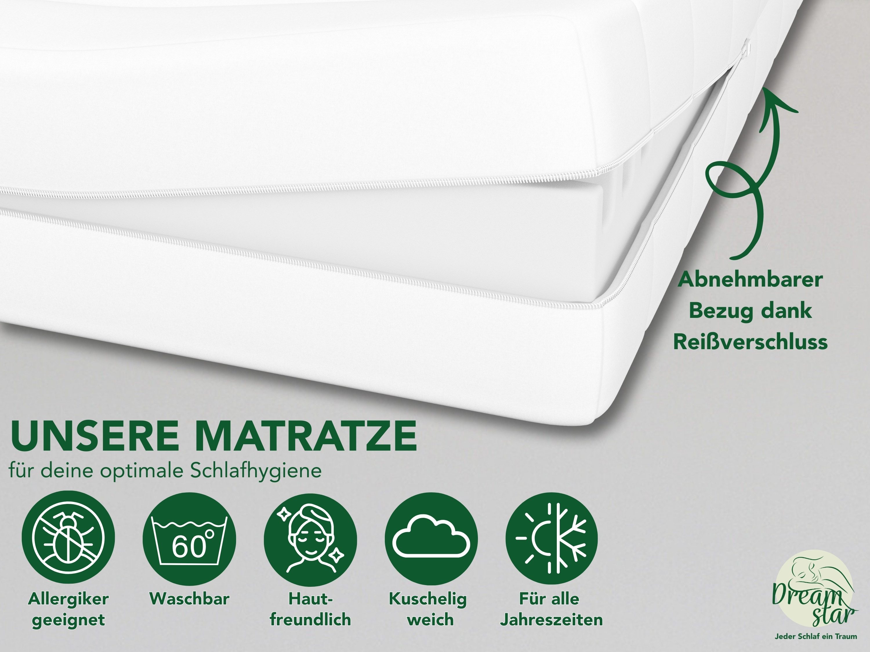 Kaltschaummatratze 7-Zonen Easy Flex - zwei Liegeseiten - 90x200 120x200 140x200 180x200, Dreamstar, verschiedene Größen, Härtegrade und Höhen - ergonomisch, we – Bild 5 von 5