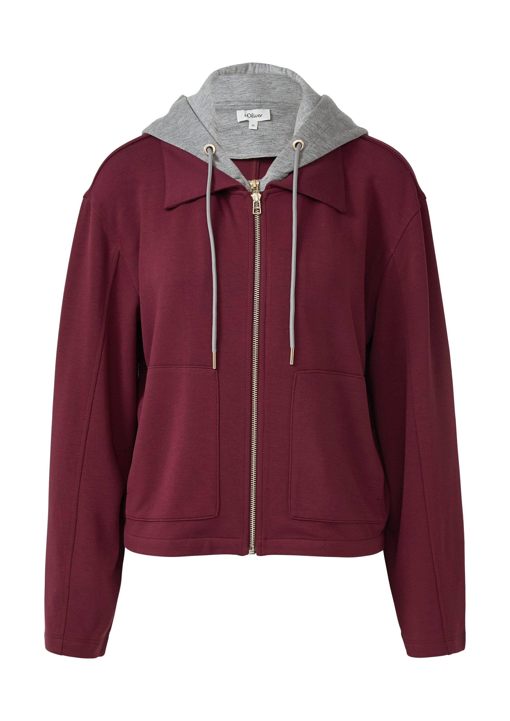 s.Oliver Sweatjacke Sweatshirt Scuba-Sweatjacke mit herausnehmbarem Einsatz günstig online kaufen