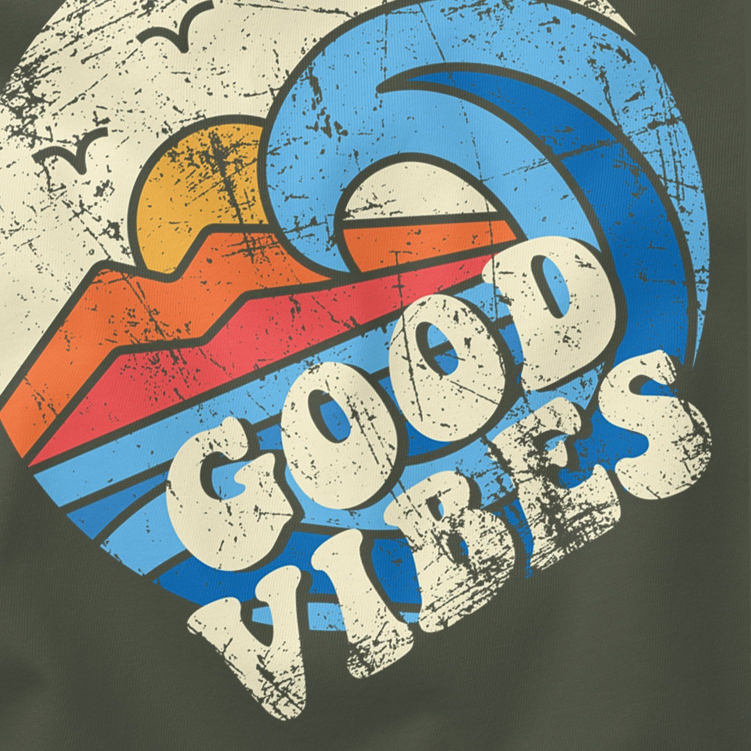 Neverless Print-Shirt Herren T-Shirt Good Vibes Welle Hippie Slogan Statement Surf Design mit Print