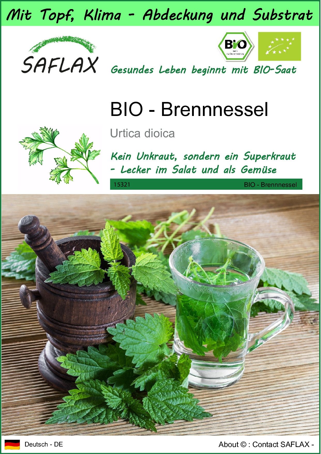 SAFLAX Kräutersamen SAFLAX - Garden to go - BIO - Brennnessel