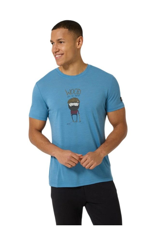SUPER.NATURAL T-Shirt Wood Crafti Tee (Merino-Mix) blau Herren