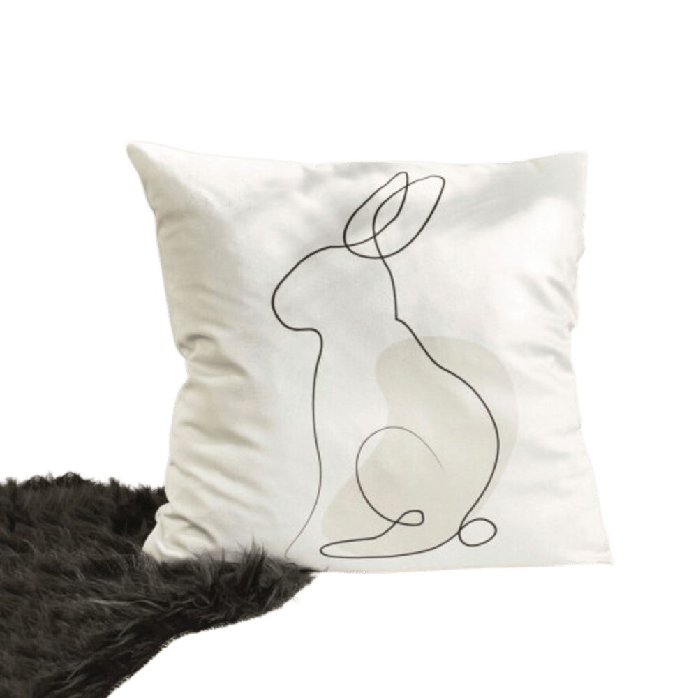 Home-trends24.de Kissenhülle Hase Modern Ostern Deko Kissen Hülle Weiß 45x45 cm
