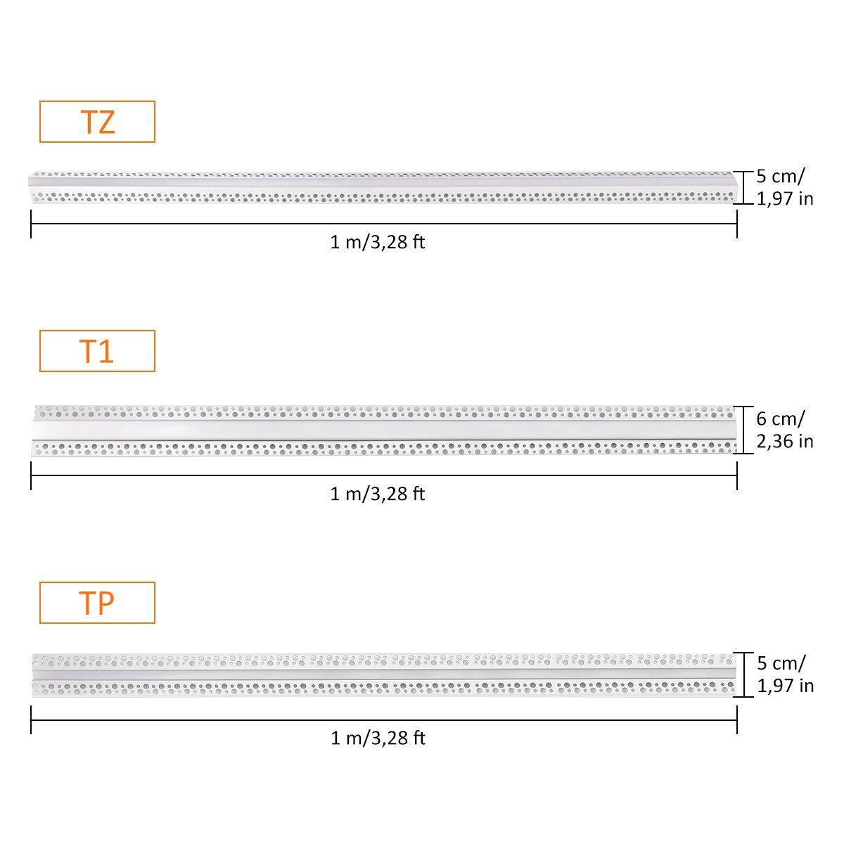 iscooter Profile Kanal LED E Profile Aluprofil Stück) (2 Aluminium Beleuchtung LED-Stripe-Profil für Profil Meter, Streifen Aluminium Aluprofil 2x 1